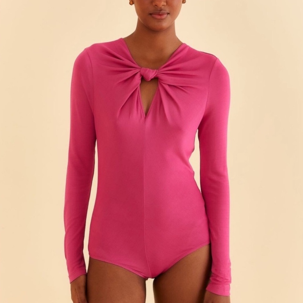 Farm Rio Long Sleeve Knot Bodysuit Size Medium